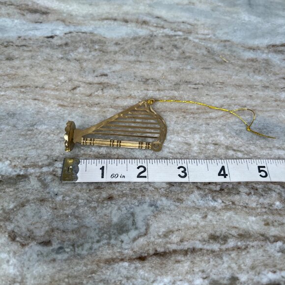 Vintage Set of 10 Metal Gold Toned Musical Instrument Christmas Ornaments - Picture 12 of 15